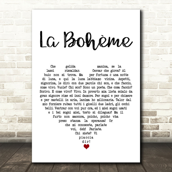 José Carreras La Bohème White Heart Song Lyric Art Print