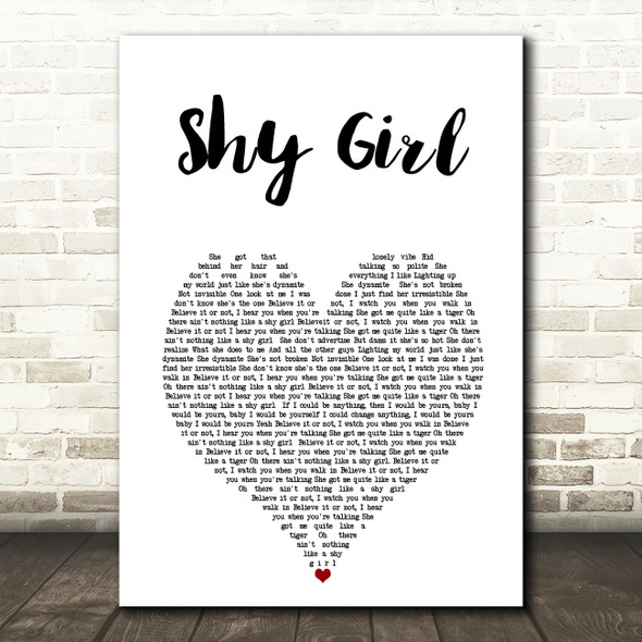 Max and Harvey Shy Girl White Heart Song Lyric Art Print