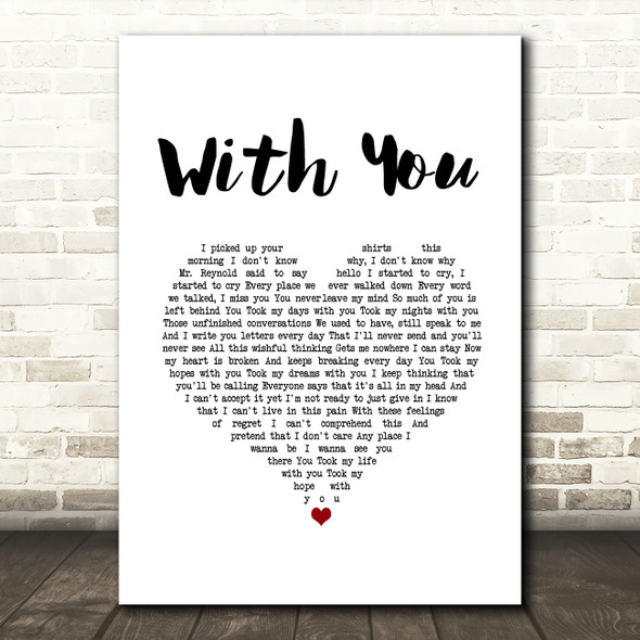 Amanda Holden With You White Heart Song Lyric Art Print