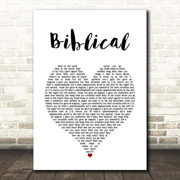 Biffy Clyro Biblical White Heart Song Lyric Art Print