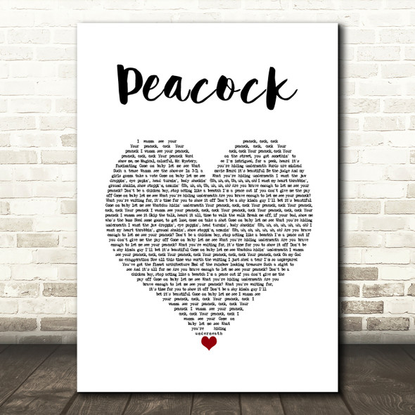 Katy Perry Peacock White Heart Song Lyric Art Print