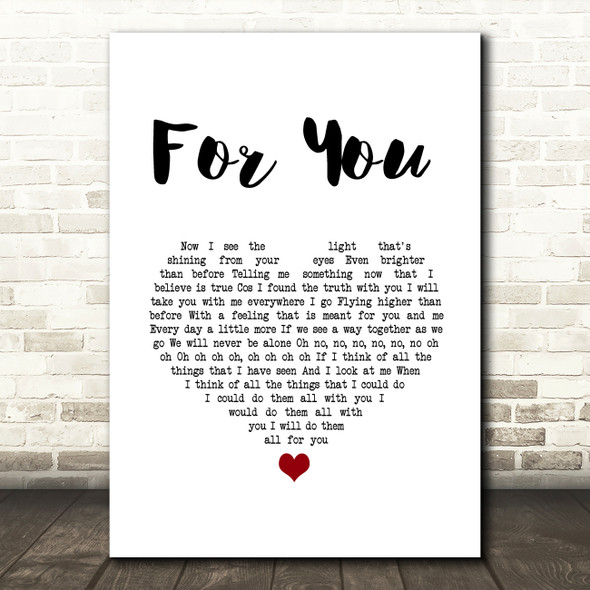 Status Quo For You White Heart Song Lyric Art Print