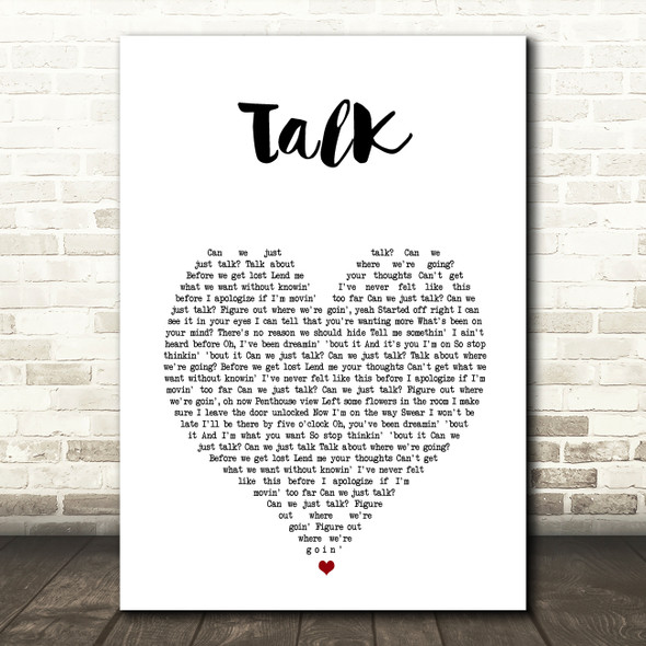 Khalid Talk White Heart Song Lyric Art Print