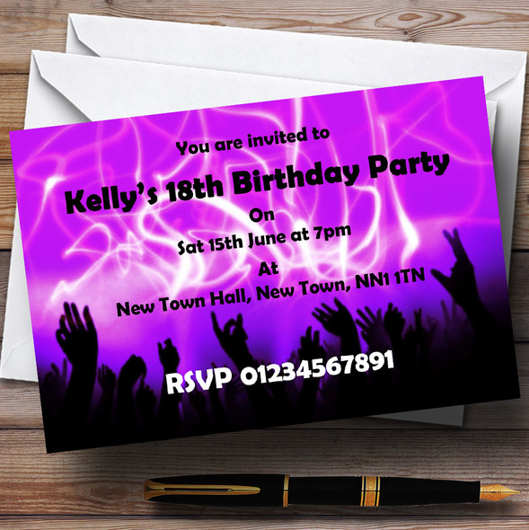Purple Black Disco Dancing Personalized Party Invitations