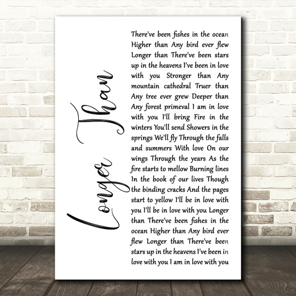 Dan Fogelberg Longer Than White Script Song Lyric Art Print