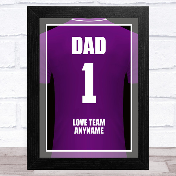 Dad No.1 Football Shirt Purple Personalized Dad Father's Day Gift Wall Art Print