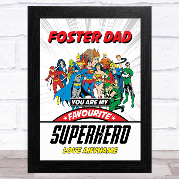 Foster Dad My Favourite Superhero Vintage Personalized Father's Day Gift Print