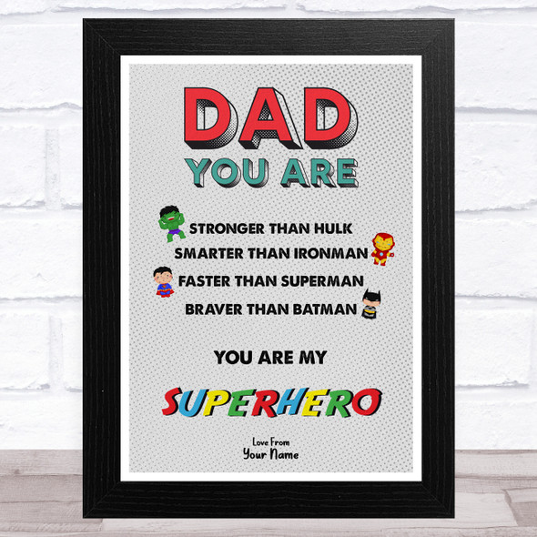 Dad You Are My Superhero Personalized Dad Father's Day Gift Wall Art Print