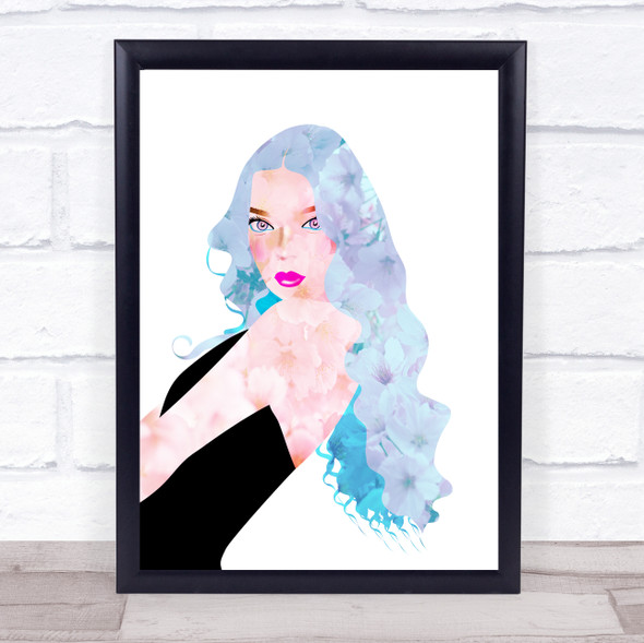 Blue Rinse Hair Watercolor Floral Wall Art Print