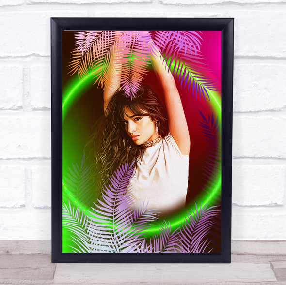 Camila Cabello Neon Green Circle Botanical Wall Art Print