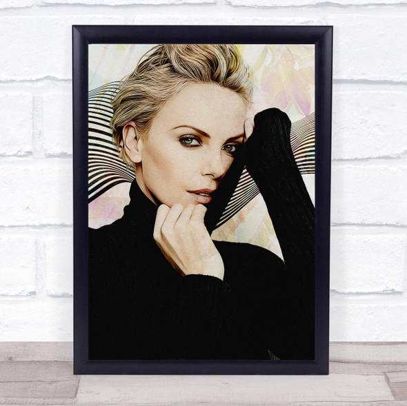 Charlize Theron Simple Retro Wall Art Print