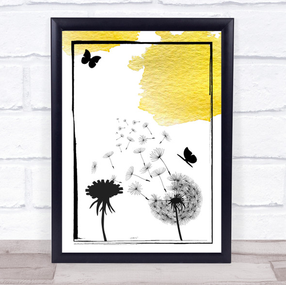 Dandelion Seeds Watercolor Mustard Yellow Wall Art Print