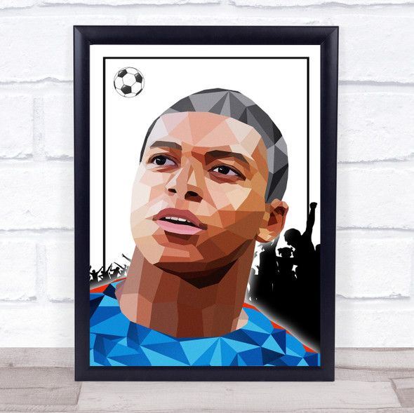 Kylian Mbappe Polygon Football & Crowd Wall Art Print