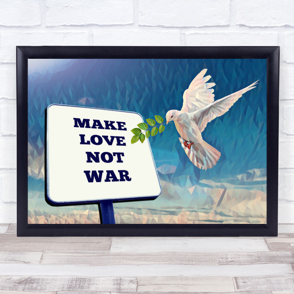 Make Love Not War Polygon Dove Wall Art Print