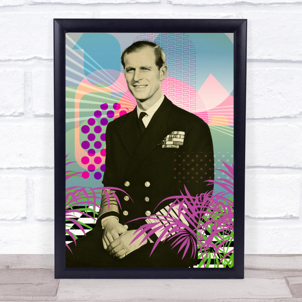 Prince Philip Retro Leaves Wall Art Print