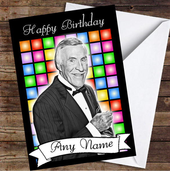 Black And White Bruce Forsyth Retro Square Personalized Birthday Card