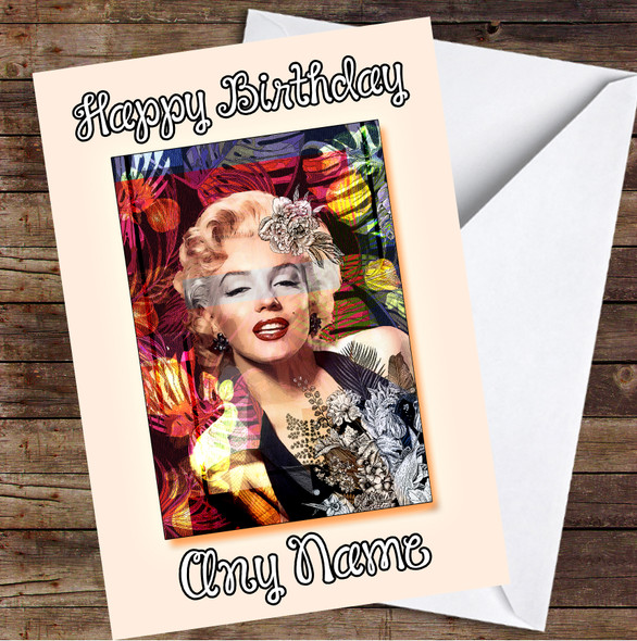 Marilyn Monroe Iconic Tropical Floral Personalized Birthday Card