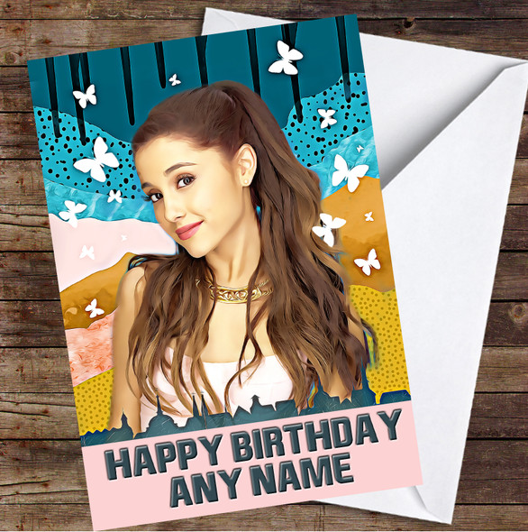 Ariana  City Sky Line Butterflies Personalized Birthday Card