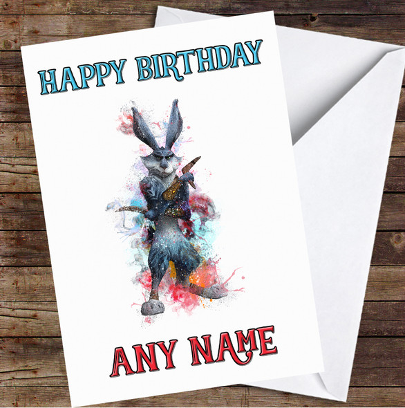 Bunnymund Rise Of The Guardians Watercolor Splatter Personalized Birthday Card