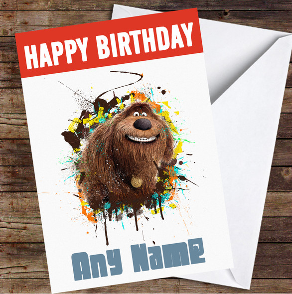 The Secret Life Of Pets Duke Splatter Personalized Birthday Card