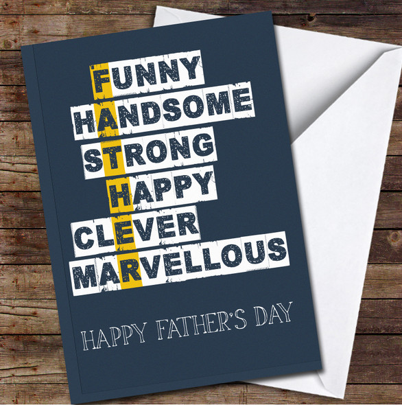 Father Descriptive Word Art Personalized Father's Day Greetings Card