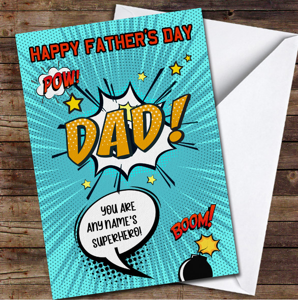 Superhero Dad Personalized Personalized Father's Day Greetings Card