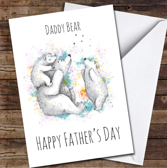 Daddy Bear Watercolor Personalized Father's Day Greetings Card