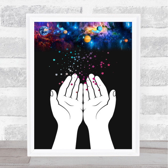 Cosmo Galaxy Little Stars Hands Wall Art Print