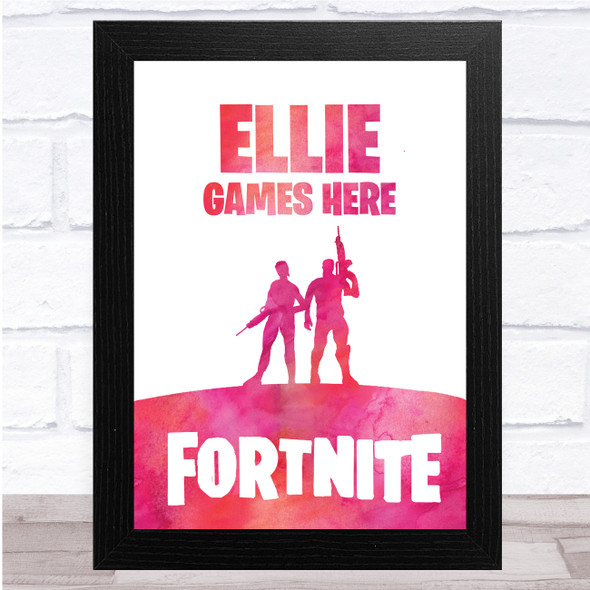 Fortnite Figures Pink Any Name Personalized Wall Art Print