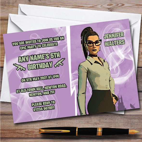 Jennifer Walters Gaming Comic Style Fortnite Skin Birthday Party Invitations