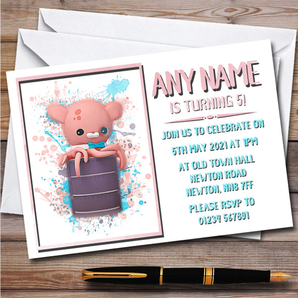 Octonauts Professor Inkling Octopus Splatter Art Birthday Party Invitations