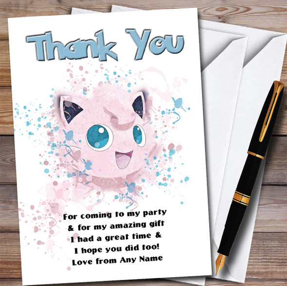 Jiggly Puff Pokémon Splatter Art Children's Birthday Party Thank You Cards