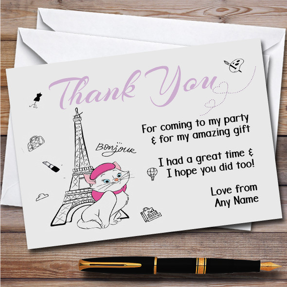Marie The Aristocats Paris Children's Birthday Party Thank You Cards