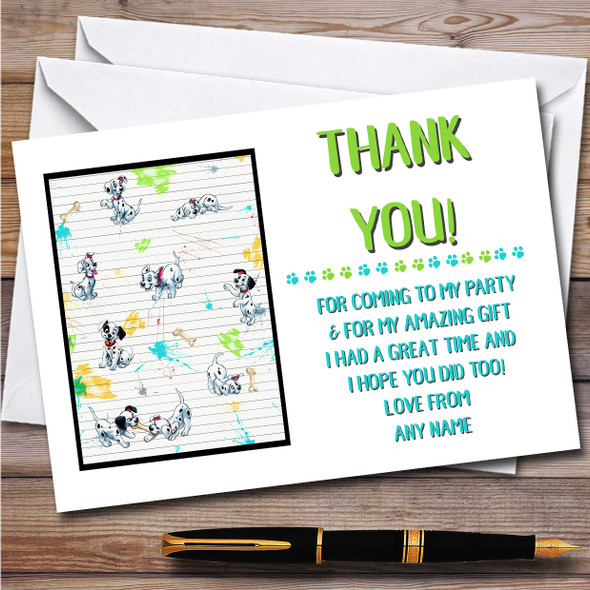 101 Dalmatians Scrapbook Children's Personalized Birthday Party Thank You Cards