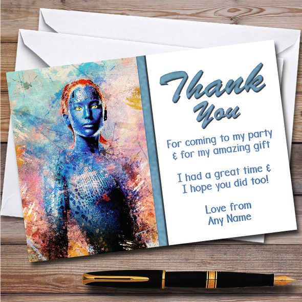 Mystique Superhero Children's Kids Personalized Birthday Party Thank You Cards