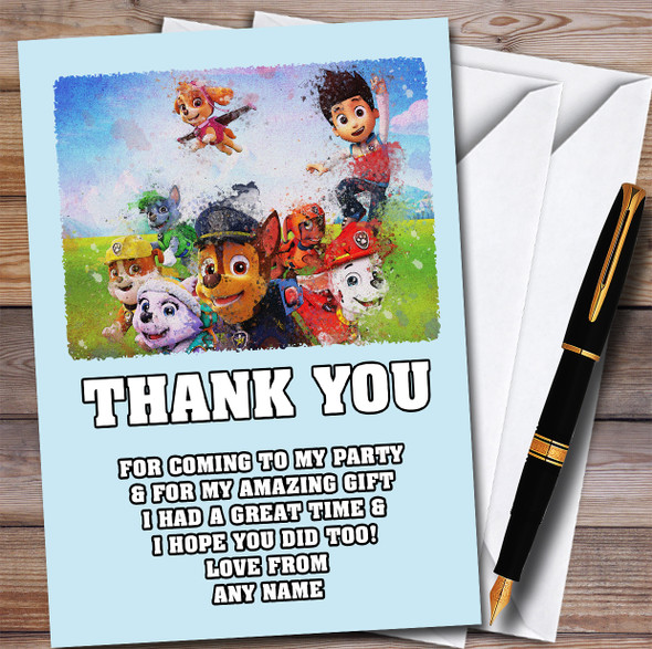 Paw Patrol Retro Smudge Children's Personalized Birthday Party Thank You Cards