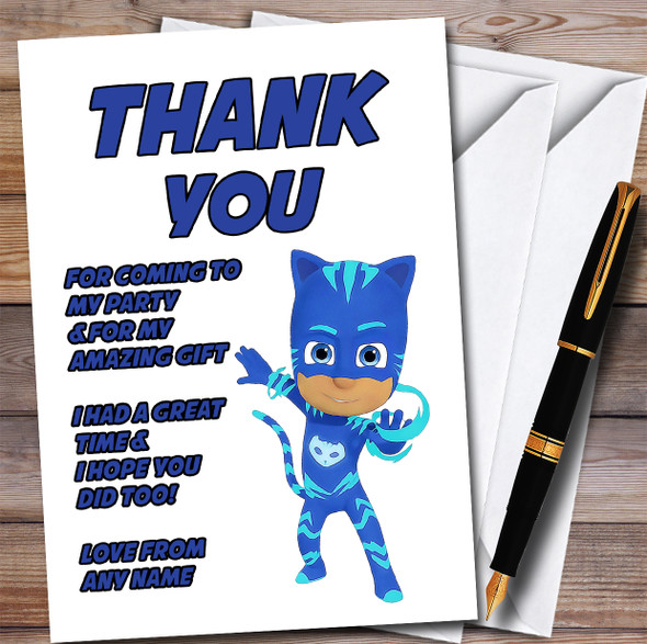 Pj Masks Cat Boy Art Children's Kids Personalized Birthday Party Thank You Cards