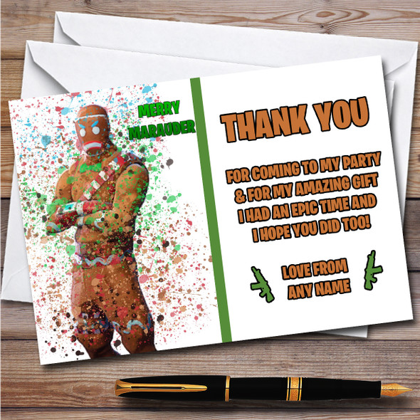 Splatter Art Gaming Fortnite Merry Marauder Birthday Party Thank You Cards