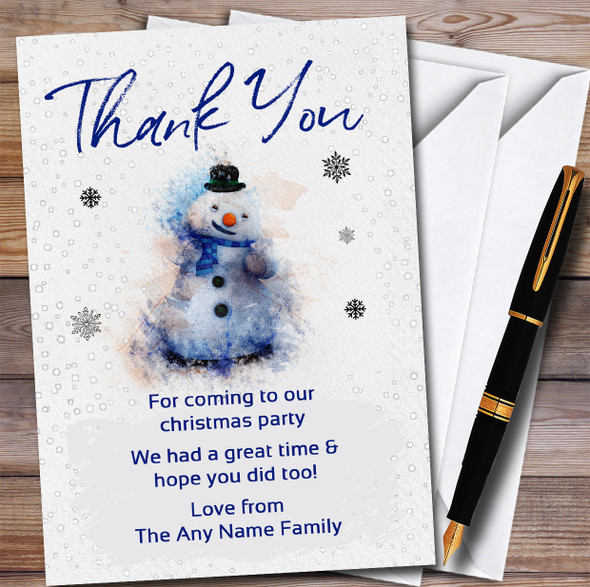 Chilly Snowman Doc Mcstuffins Watercolour Splatter Party Thank You Cards