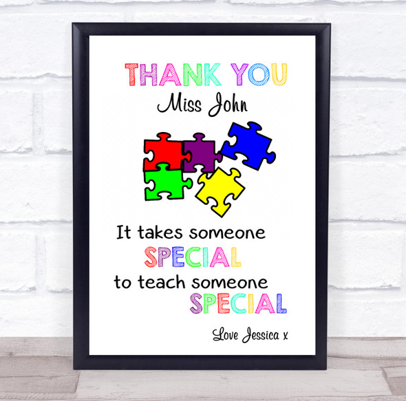 Puzzle Asd Takes Someone Special Thank You Teacher Personalized Wall Art Print