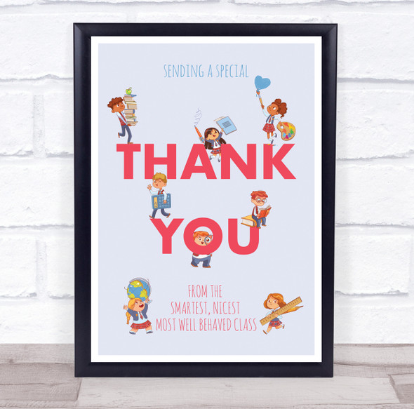 Classroom Sending A Special Pink Thank You Kids Personalized Wall Art Print