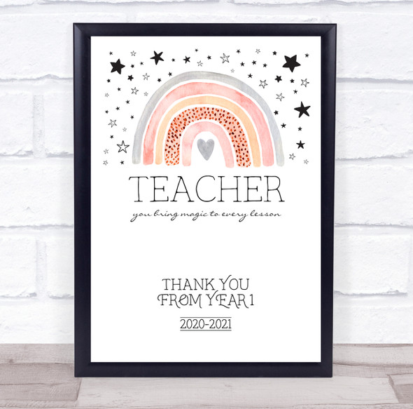 Teacher Who Brings Magic Watercolour Rainbow Personalized Wall Art Print