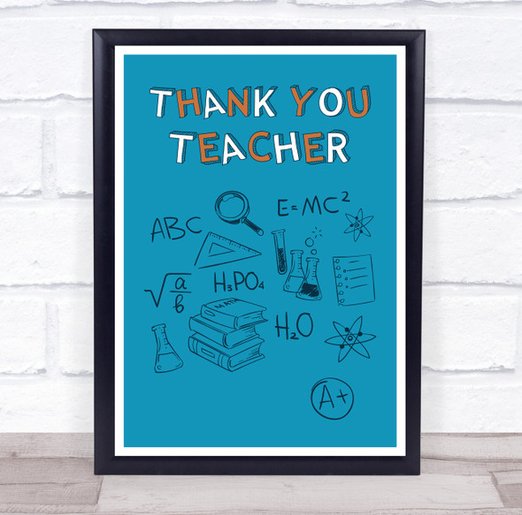 Thank You Teacher Science Sketches Personalized Wall Art Print