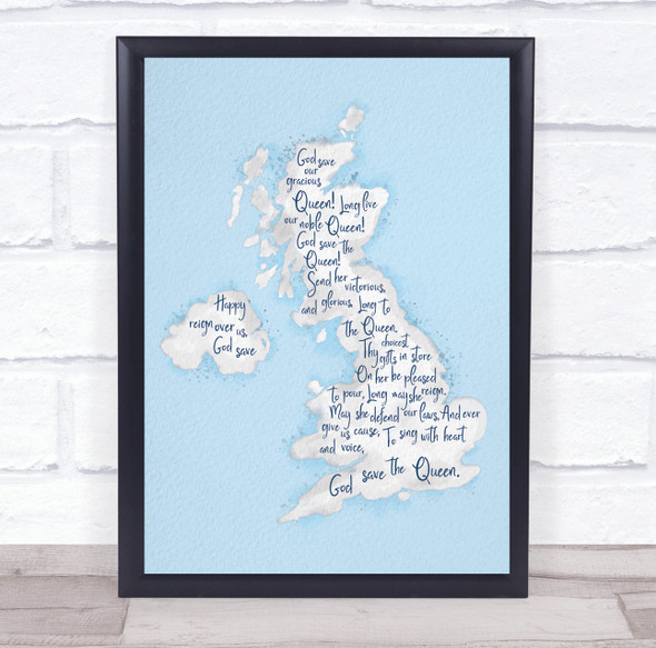 U.K Blue Watercolour Wall Art Print