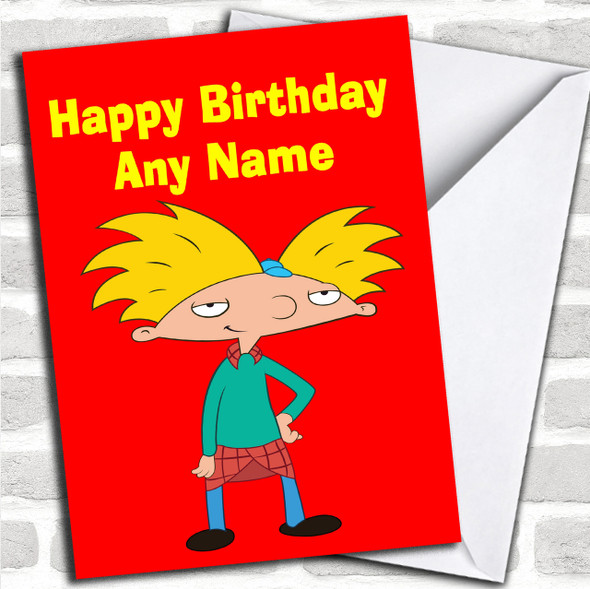 Hey Arnold Red  Personalized Children's Birthday Card