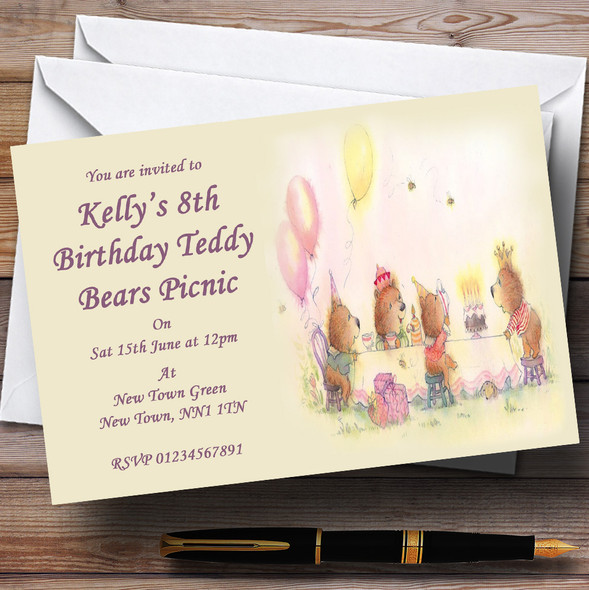 Teddy Bears Picnic Children's Personalized Party Invitations