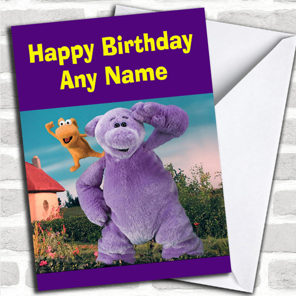 Big And Small Purple  Personalized Children's Birthday Card