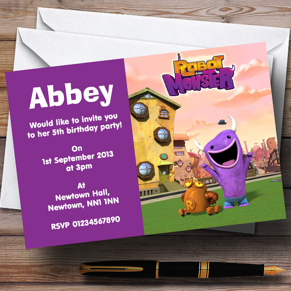 Robot And Monster Personalized Children's Birthday Party Invitations