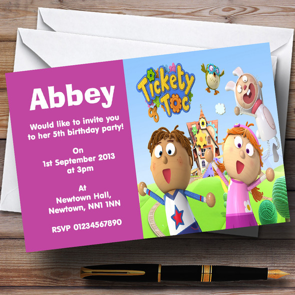 Tickety Toc Personalized Children's Birthday Party Invitations