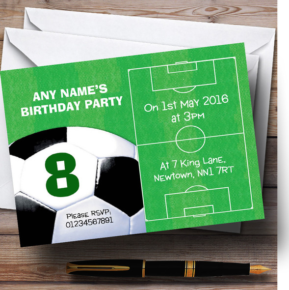 Football Pitch Ball Soccer Personalized Birthday Children's Party Invitations